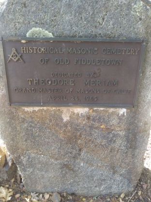 [Picture of Masonic Cemetery marker]
